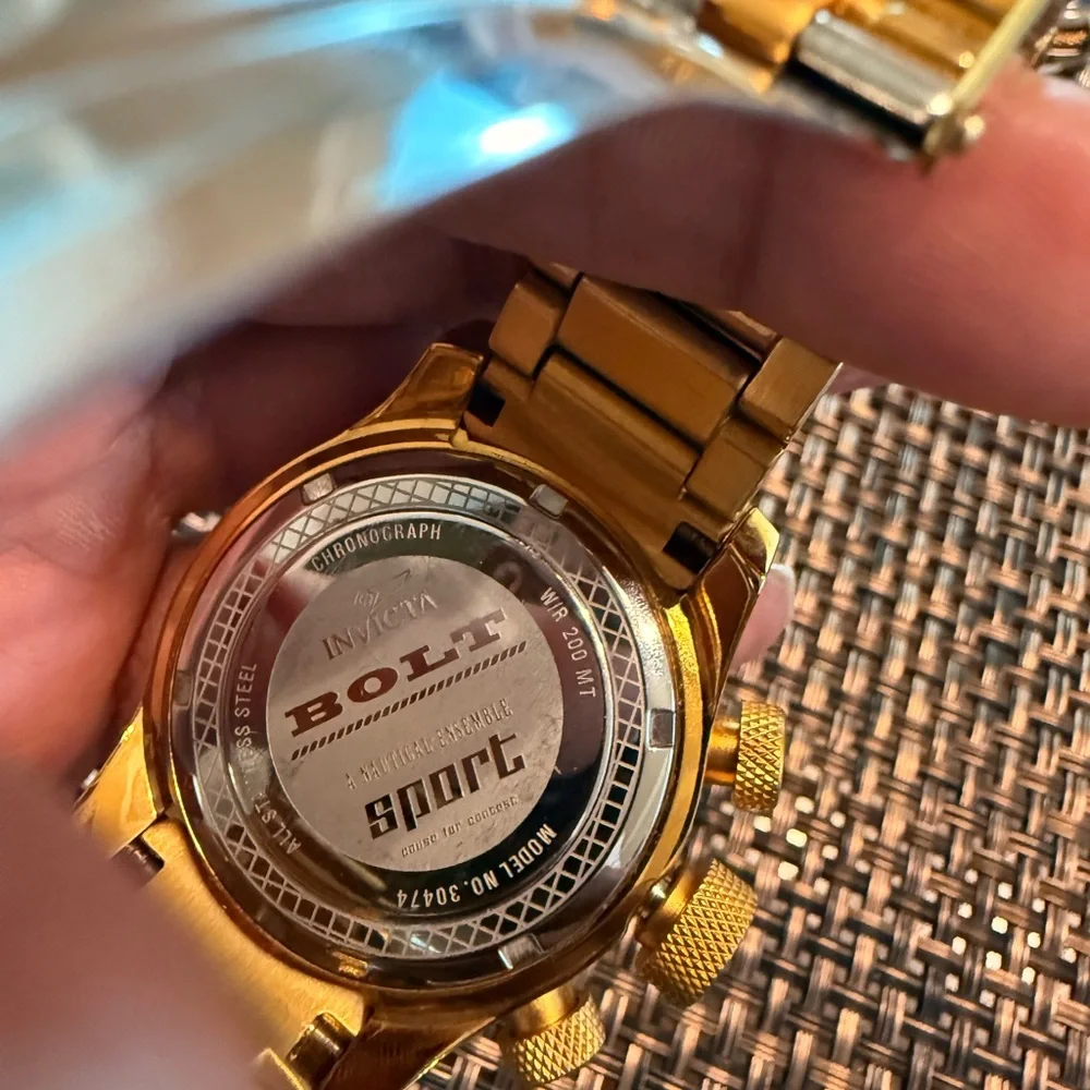 Invicta Gold and Navy Chronograph Bracelet Watch